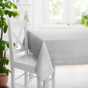 Obrus na wymiar srebrny z miękkiej tkaniny welwetowej