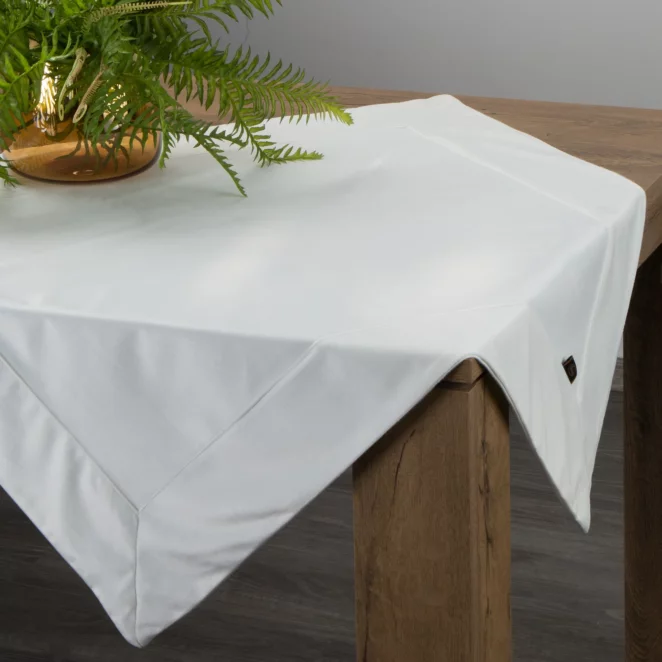 Bieżnik na stół 85x85 cm biały welwetowy VELVET z ozdobną listwą