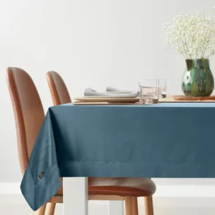 Obrus granatowy 145x180 cm welwetowy VELVET z ozdobną listwą