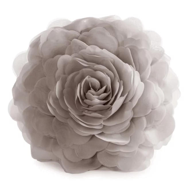 Okrągła poszewka o średnicy 40 cm beżowa z ozdobnym kwiatem 3D FLORES 6