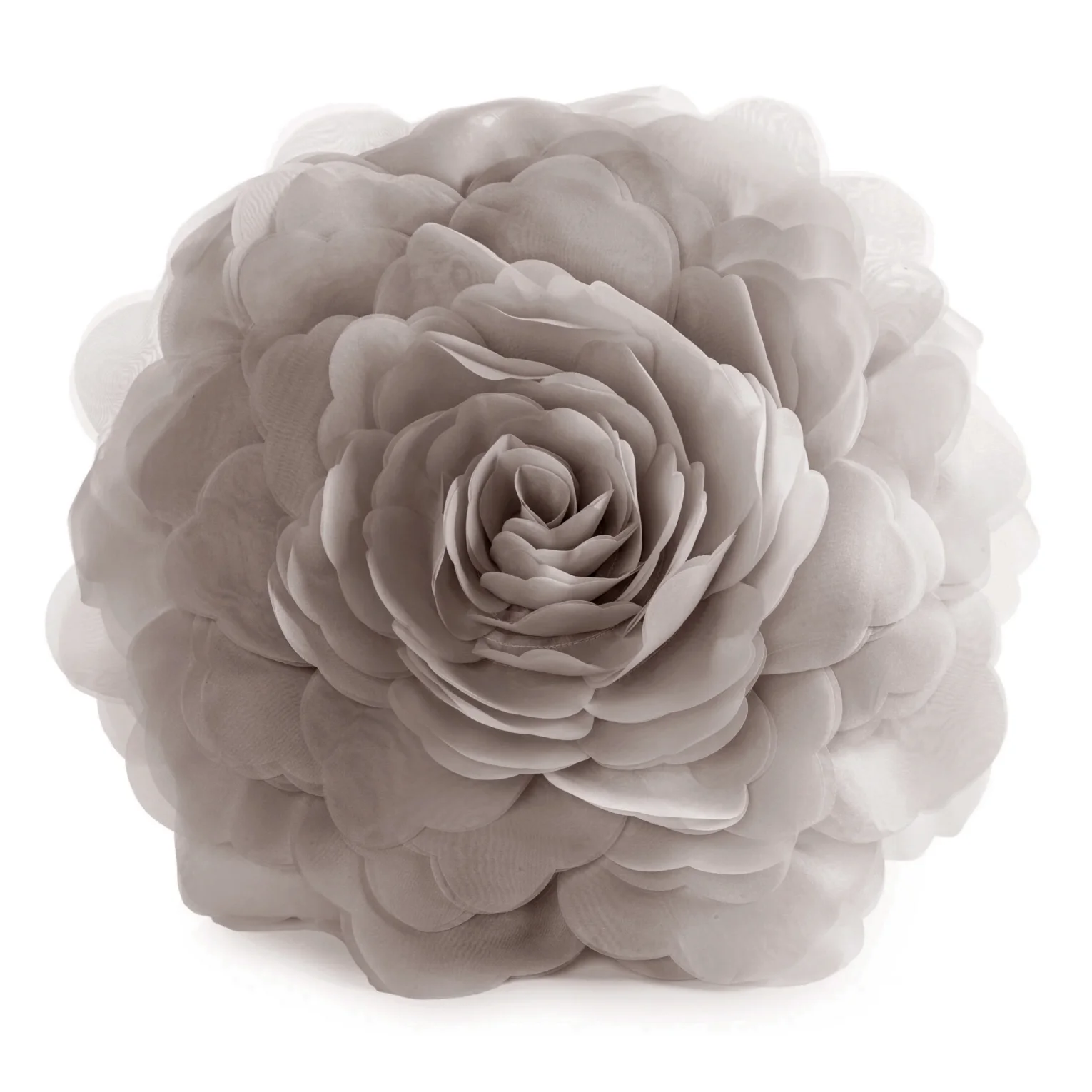 Okrągła poszewka o średnicy 40 cm beżowa z ozdobnym kwiatem 3D FLORES 6
