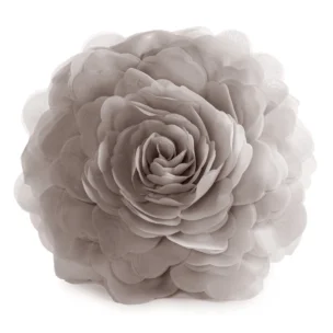 Okrągła poszewka o średnicy 40 cm beżowa z ozdobnym kwiatem 3D FLORES 6