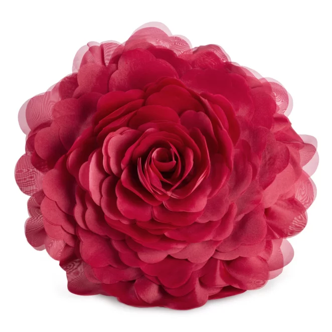 Okrągła poszewka o średnicy 40 cm bordowa z ozdobnym kwiatem 3D FLORES 6