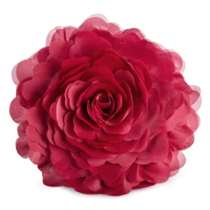 Okrągła poszewka o średnicy 40 cm bordowa z ozdobnym kwiatem 3D FLORES 6
