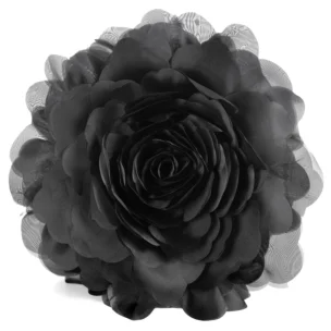 Okrągła poszewka o średnicy 40 cm czarna z ozdobnym kwiatem 3D FLORES 6