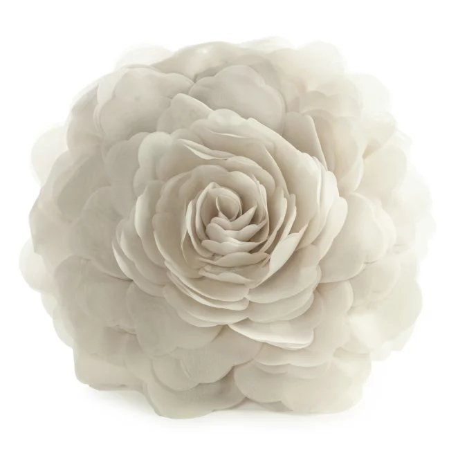 Okrągła poszewka o średnicy 40 cm kremowa z ozdobnym kwiatem 3D FLORES 6 - kolekcja AMAROSA