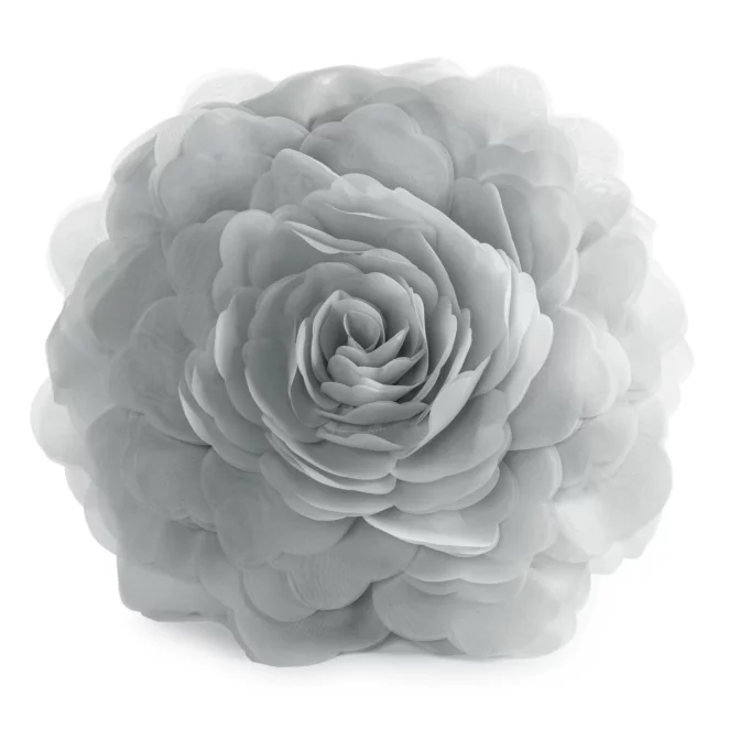 Okrągła poszewka o średnicy 40 cm srebrna z ozdobnym kwiatem 3D FLORES 6