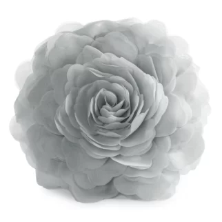 Okrągła poszewka o średnicy 40 cm srebrna z ozdobnym kwiatem 3D FLORES 6