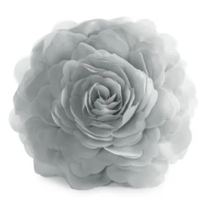 Okrągła poszewka o średnicy 40 cm srebrna z ozdobnym kwiatem 3D FLORES 6