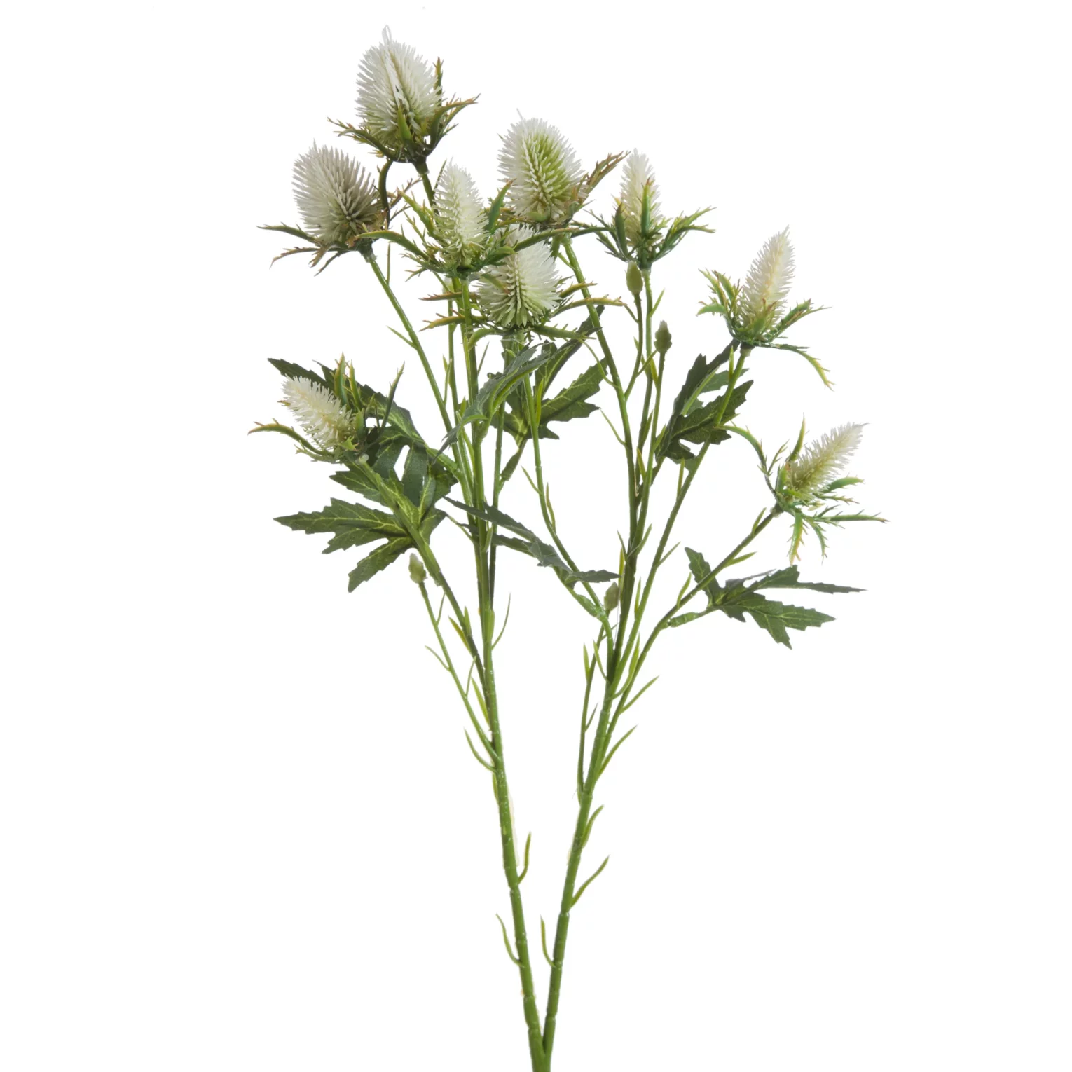 Gałązka sztuczna oset kremowo, zielona 68 cm