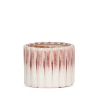 Osłonka ceramiczna na donicę  kremowo-różowa z efektem ombre średnica 14x11 cm EVITA
