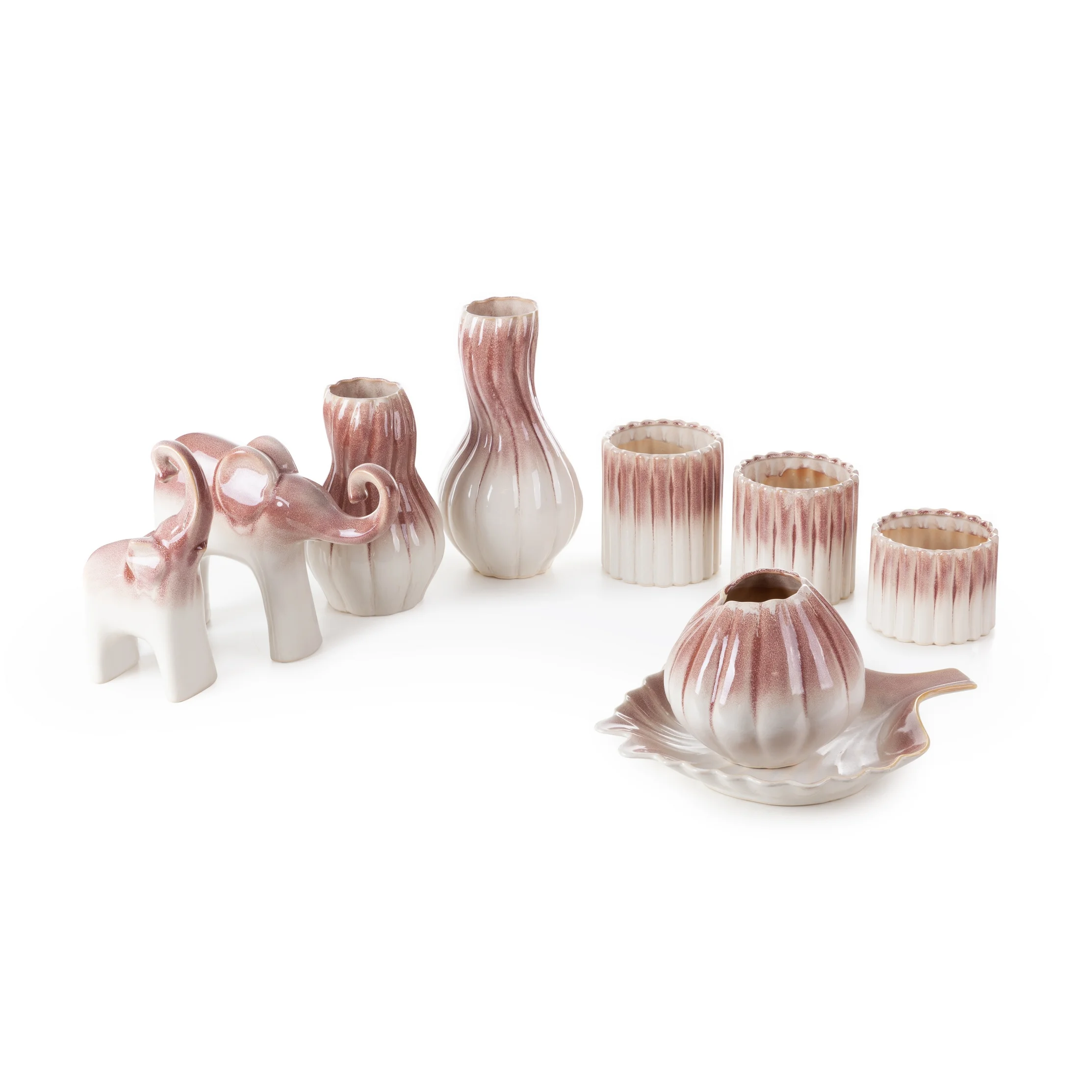 Osłonka ceramiczna na donicę kremowo-różowa z efektem ombre średnica 14x11 cm EVITA