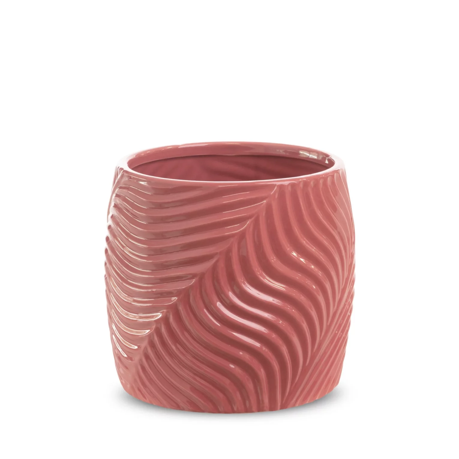 Osłonka ceramiczna na doniczkę SENA z wytłaczanym wzorem