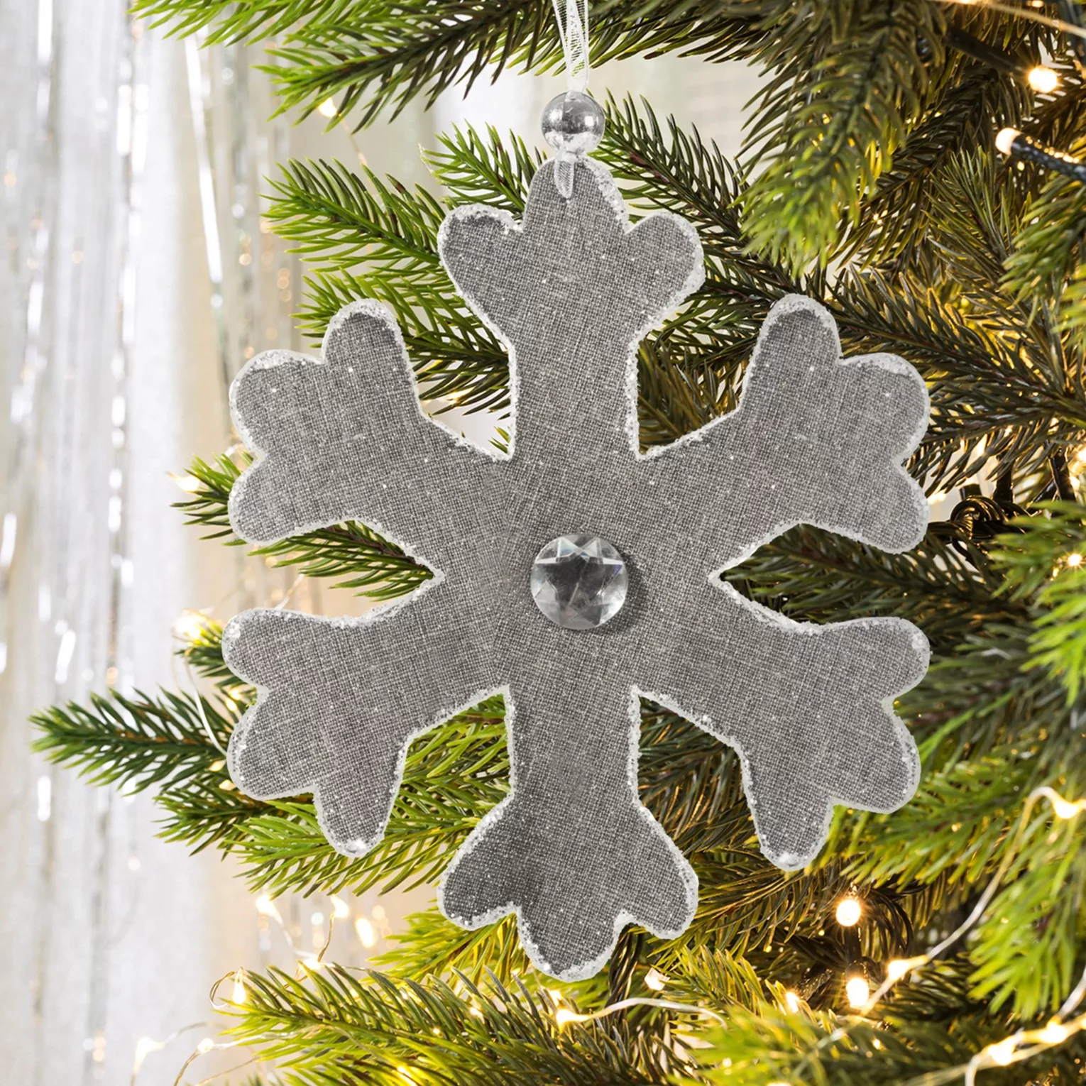 Ozdoba choinkowa ALAN śnieżynka w stylu eko