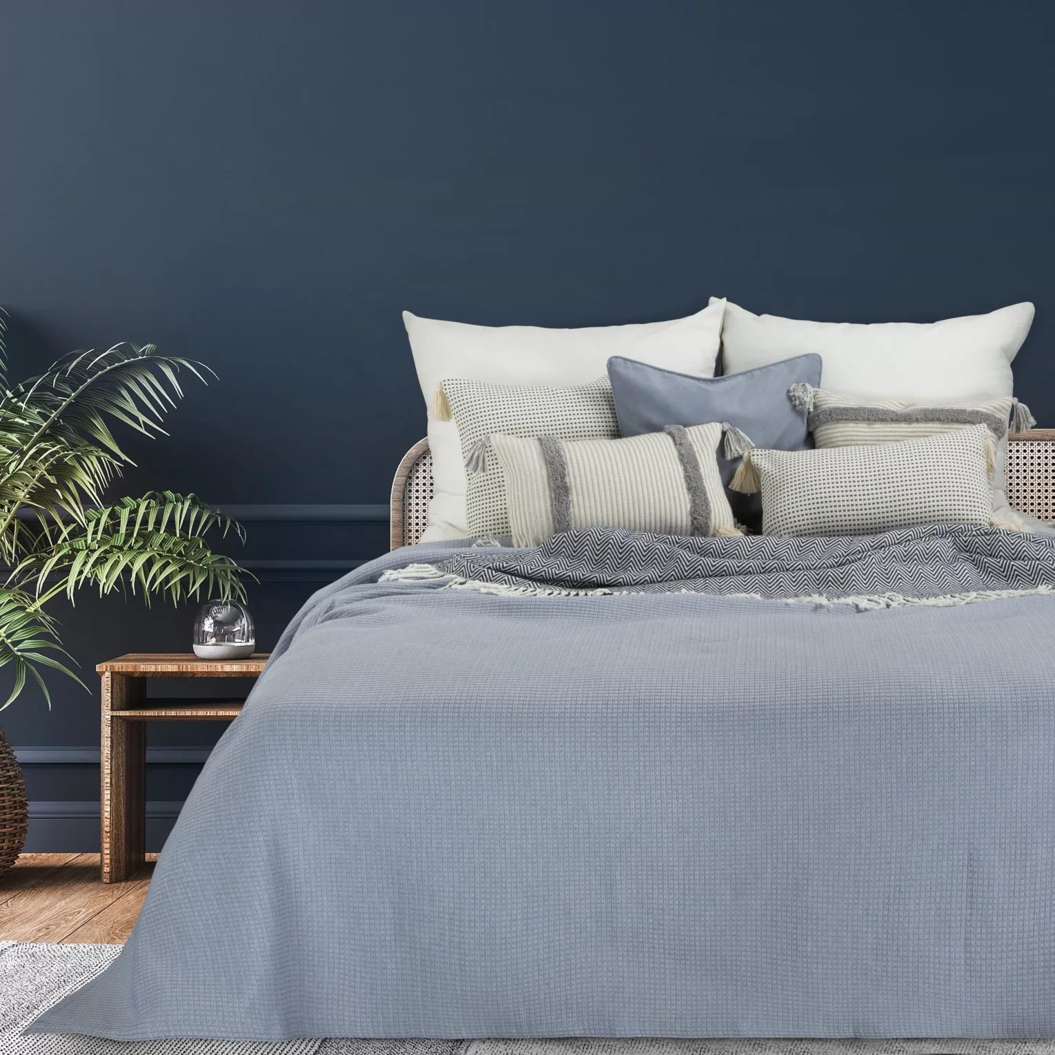 TERRA COLLECTION Narzuta PALERMO z bawełny z drobnym żakardowym wzorem w krateczkę