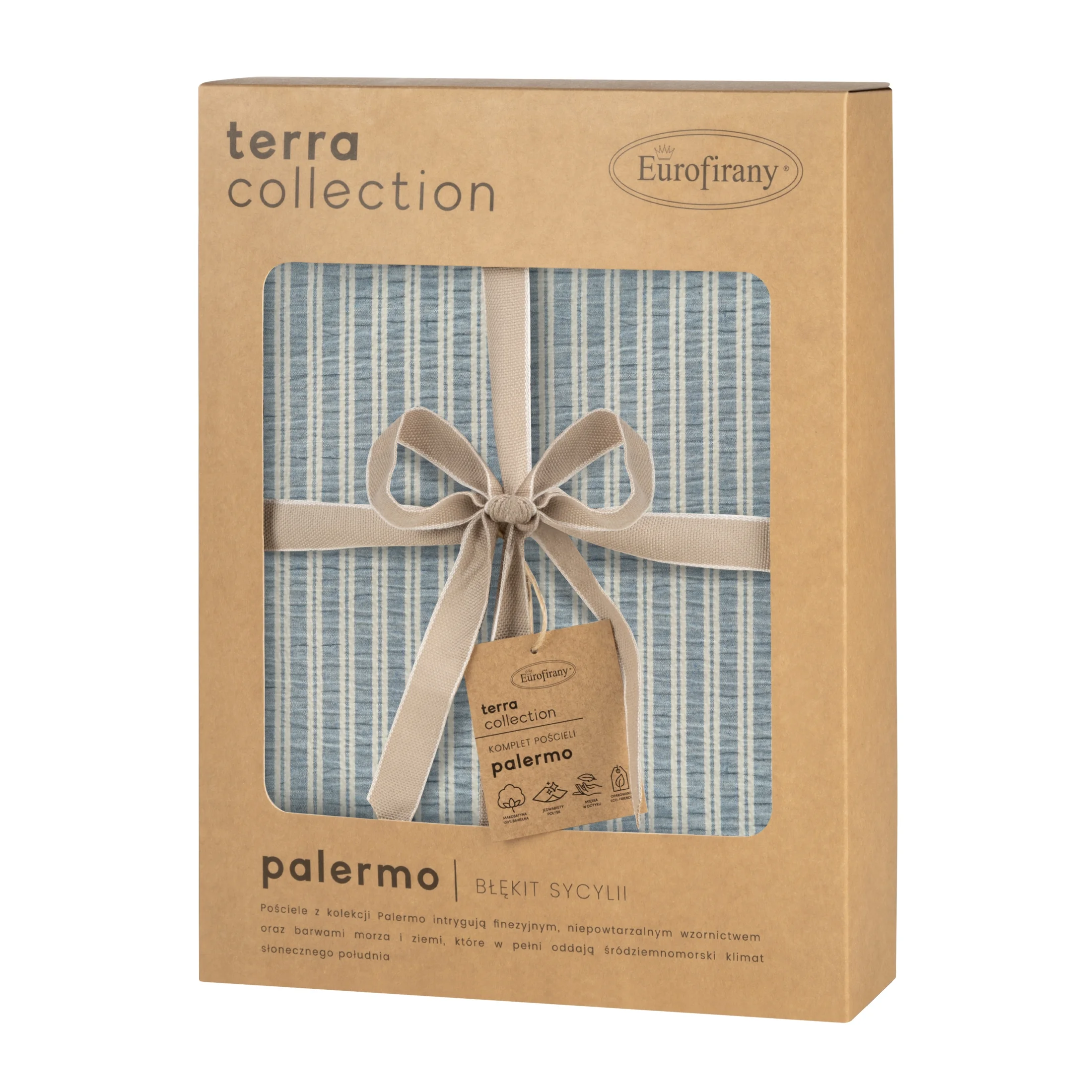 TERRA COLLECTION Komplet pościeli PALERMO 9 z wzorem w paseczki z delikatnie marszczonej tkaniny