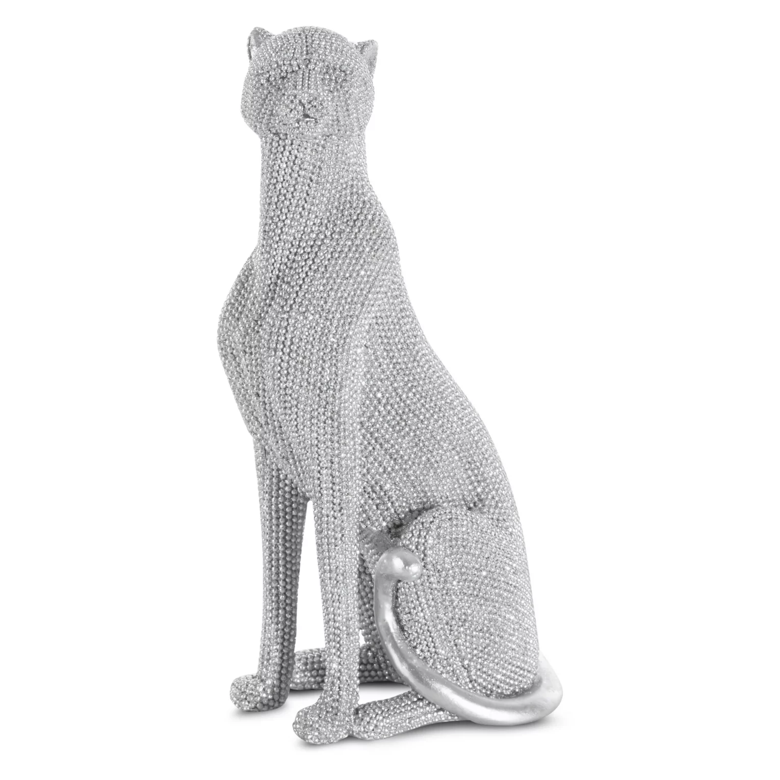 Figurka pantera srebrna o drobnym strukturalnym wzorze 12x8x23 cm ELDO