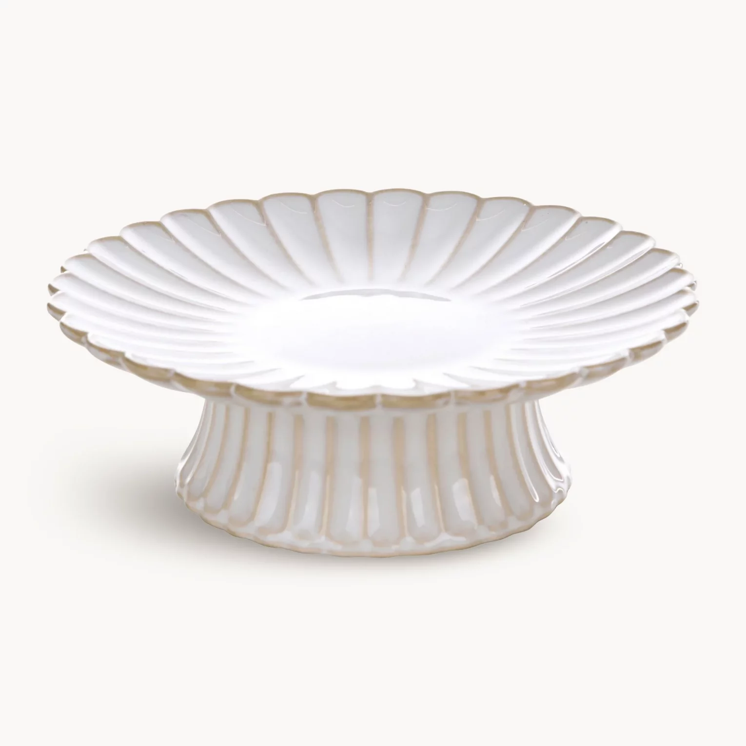 Patera ceramiczna dekoracyjna kremowo-beżowa z przecieranym wzorem w stylu eko średnica 18x6 cm AVRIL