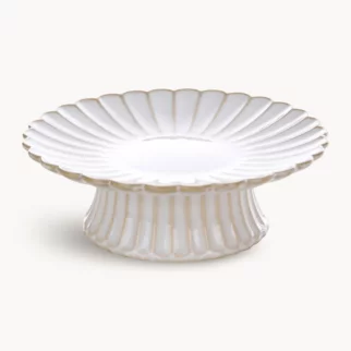 Patera ceramiczna dekoracyjna kremowo-beżowa z przecieranym wzorem w stylu eko średnica 18x6 cm AVRIL