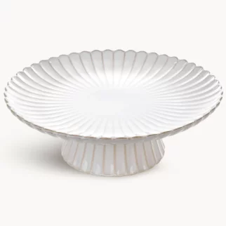 Patera ceramiczna dekoracyjna kremowo-beżowa z przecieranym wzorem w stylu eko średnica 34x11 cm AVRIL
