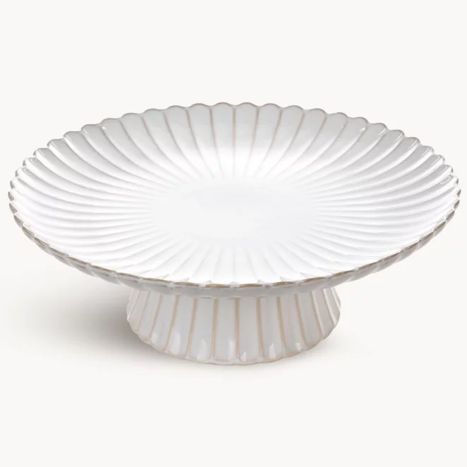 Patera ceramiczna dekoracyjna kremowo-beżowa z przecieranym wzorem w stylu eko średnica 34x11 cm AVRIL