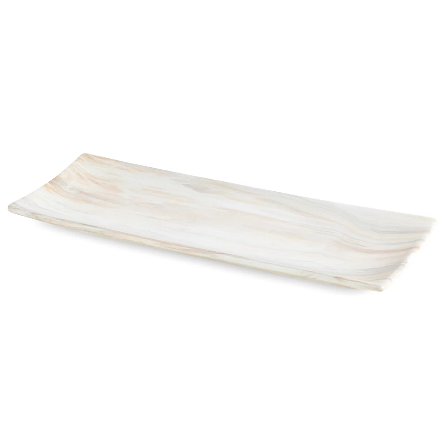 Patera ceramiczna dekoracyjna beżowo-biała  z przecieranym wzorem 39x14x4 cm ALIANA
