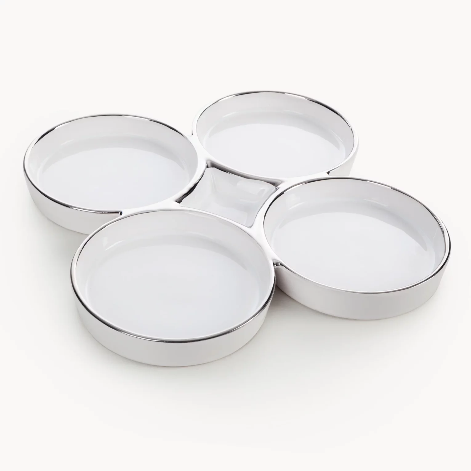Patera ceramiczna dekoracyjna biało-srebrna minimalistyczna 25x25x6 cm MABEL 01