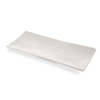 Patera ceramiczna dekoracyjna kremowa z wytłaczanym wzorem 39x18x3 cm ROMINA  - kolekcja SEA SUMMER