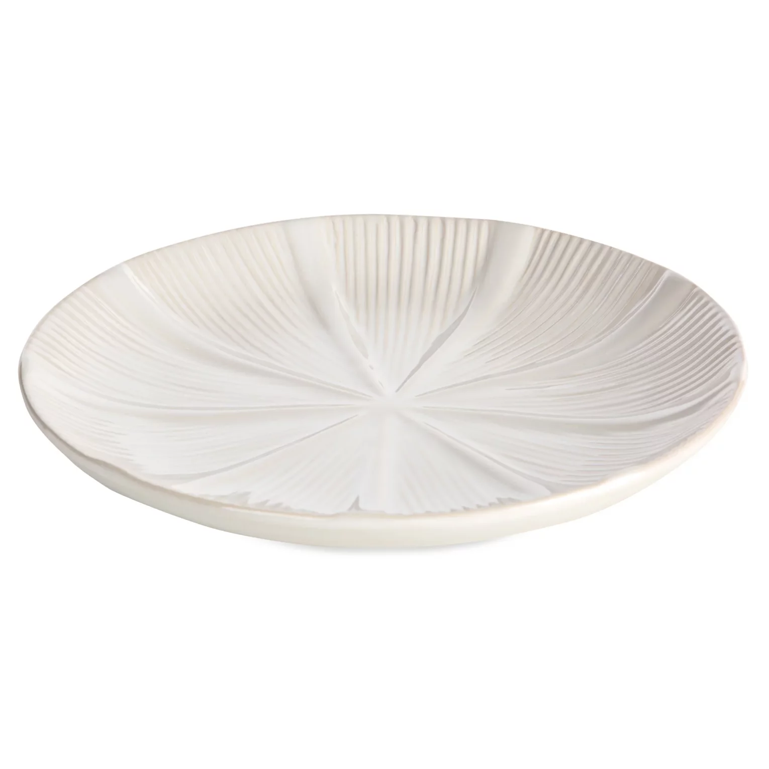 Patera ceramiczna dekoracyjna kremowa  z wytłaczanym wzorem średnica 30x4 cm GARET