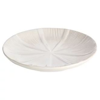 Patera ceramiczna dekoracyjna kremowa z wytłaczanym wzorem średnica 30x4 cm GARET
