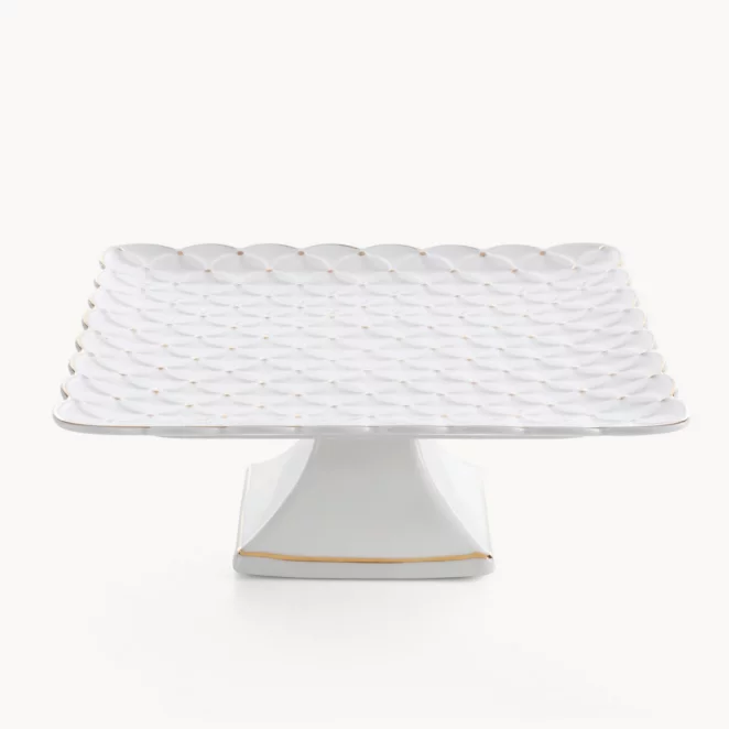 Patera ceramiczna dekoracyjna kremowa z złotymi akcentami 27x27x10 cm BELIA