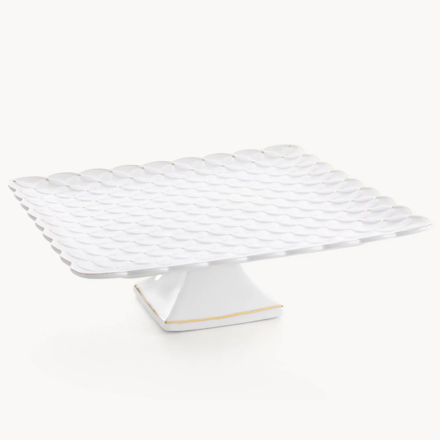 Patera ceramiczna dekoracyjna kremowa z złotymi akcentami 32x32x10 cm BELIA