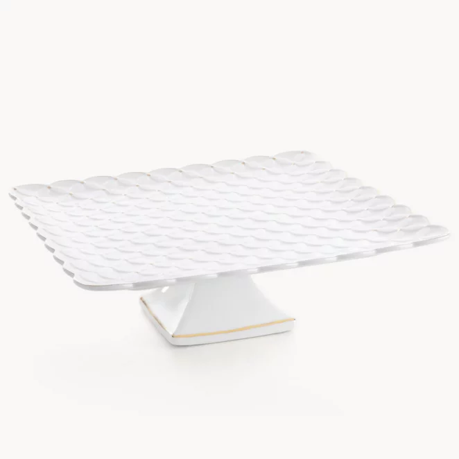 Patera ceramiczna dekoracyjna kremowa z złotymi akcentami 32x32x10 cm BELIA