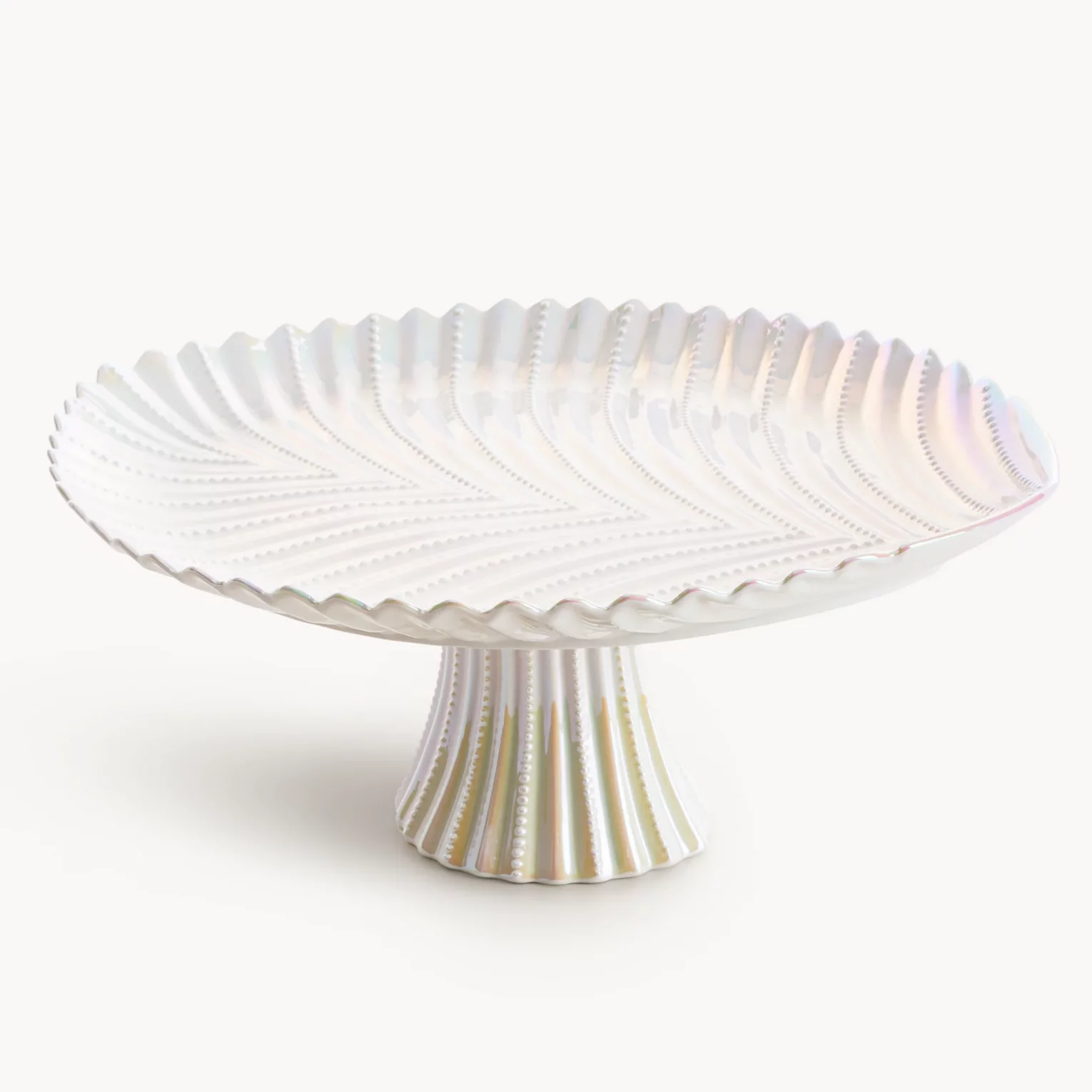 Patera ceramiczna dekoracyjna perłowa na stopce 39x31x17 cm NELA
