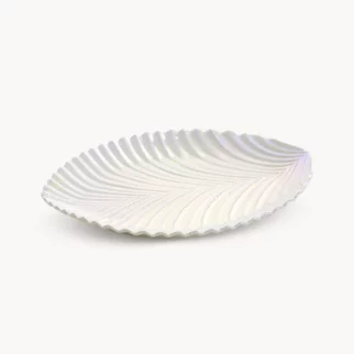 Patera ceramiczna dekoracyjna perłowa z wytłaczanym wzorem 22x18x3 cm  NELA