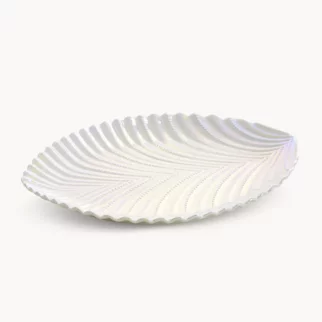 Patera ceramiczna  dekoracyjna perłowa z wytłaczanym wzorem 28x22x3 cm NELA