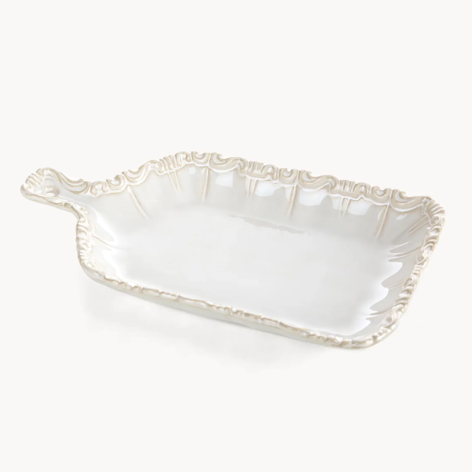 Patera ceramiczna kremowa dekoracyjna 26x14x3 cm ARLETA - kolekcja FOREST SUMMER
