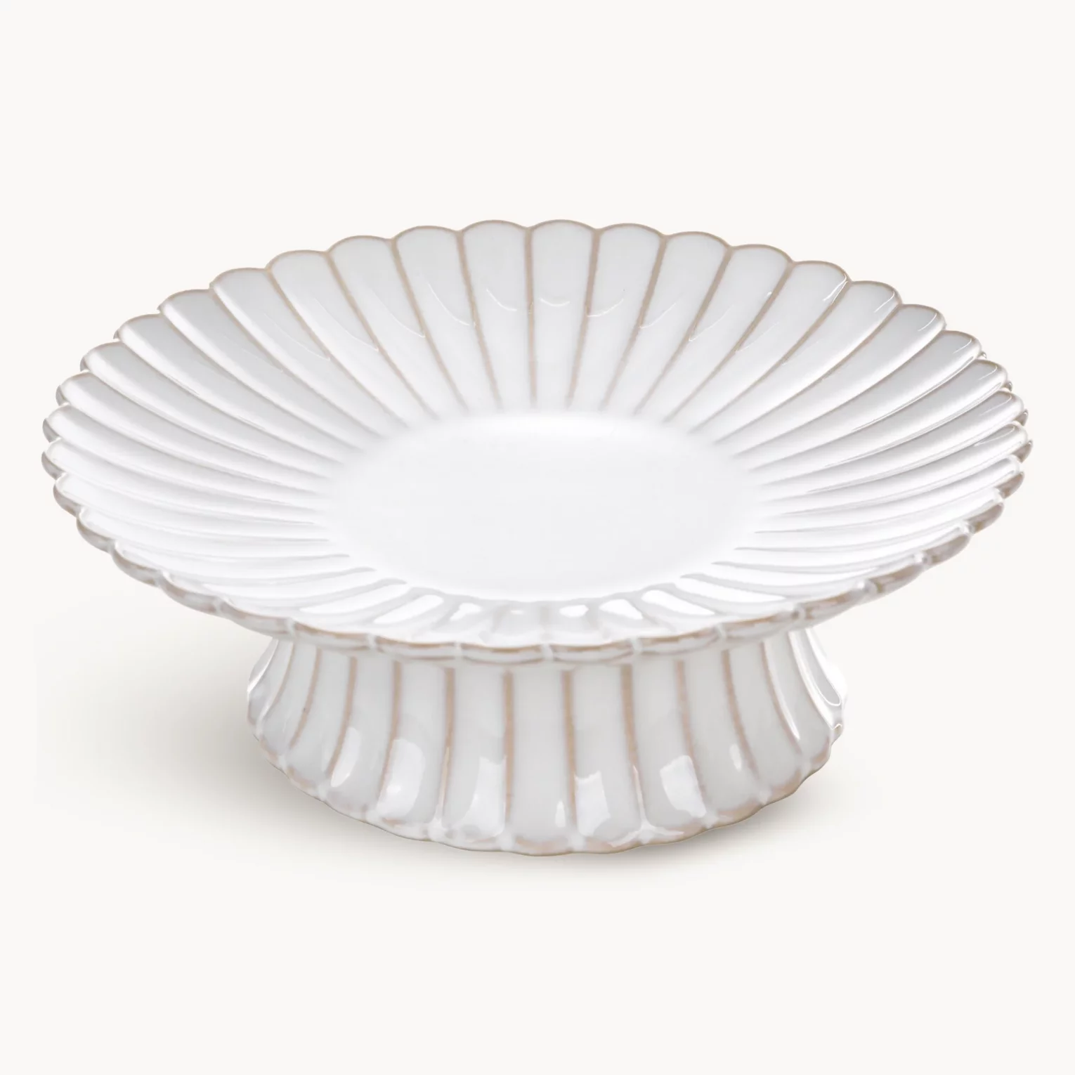Patera ceramiczna dekoracyjna kremowo-beżowa z przecieranym wzorem w stylu eko średnica 23x8 cm AVRIL