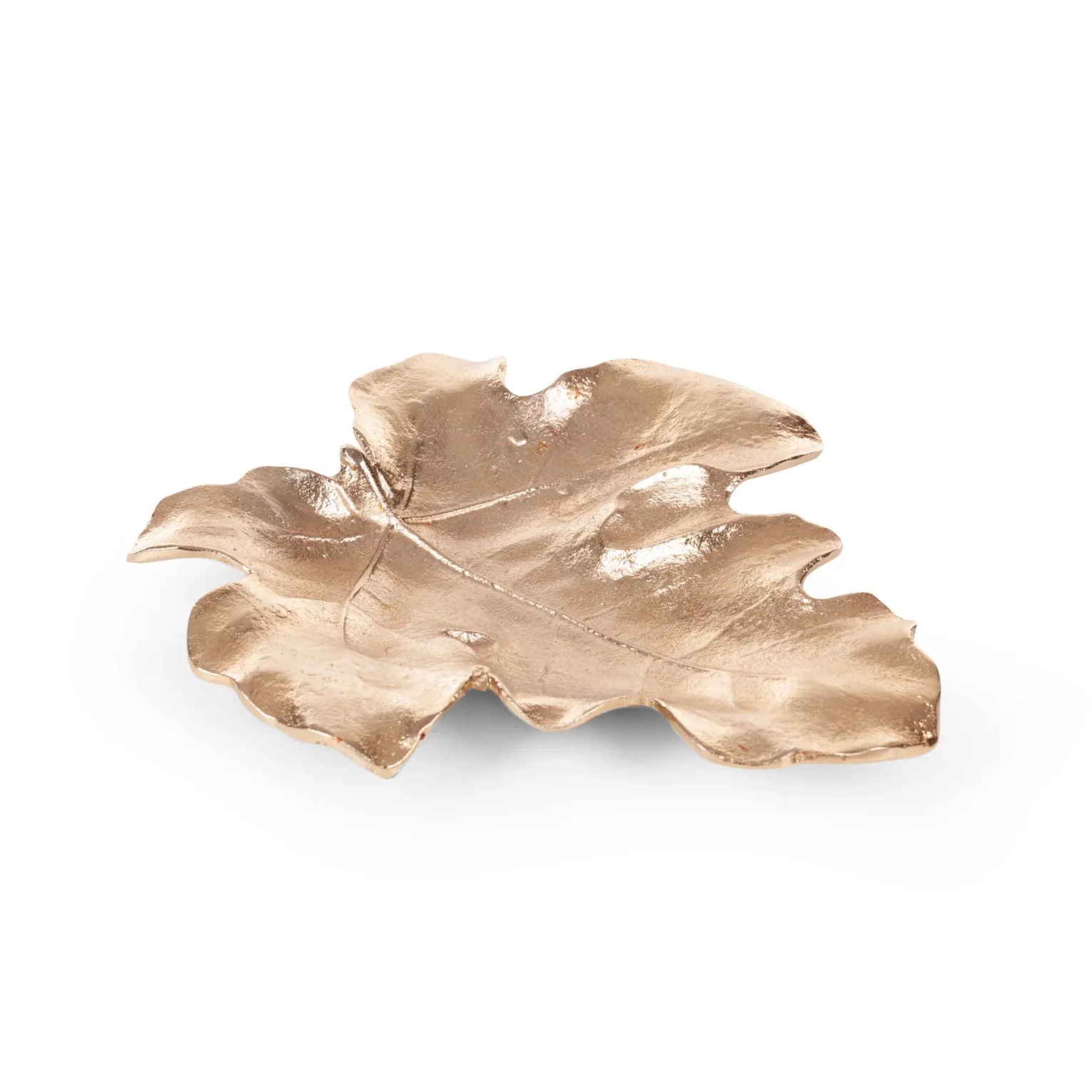 Patera metalowa złota o kształcie liścia 24x20x2 cm DALIA