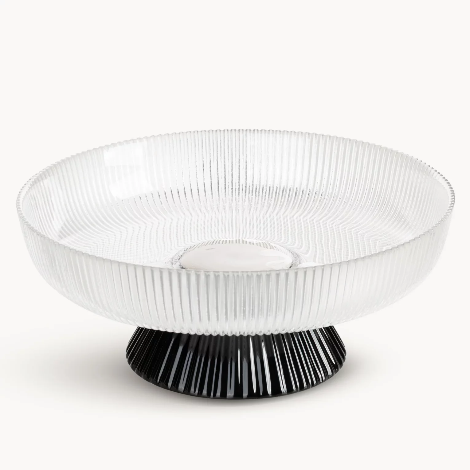 Patera szklana biało, czarna o ozdobnym tłoczonym wzorze 30x12 cm NELI