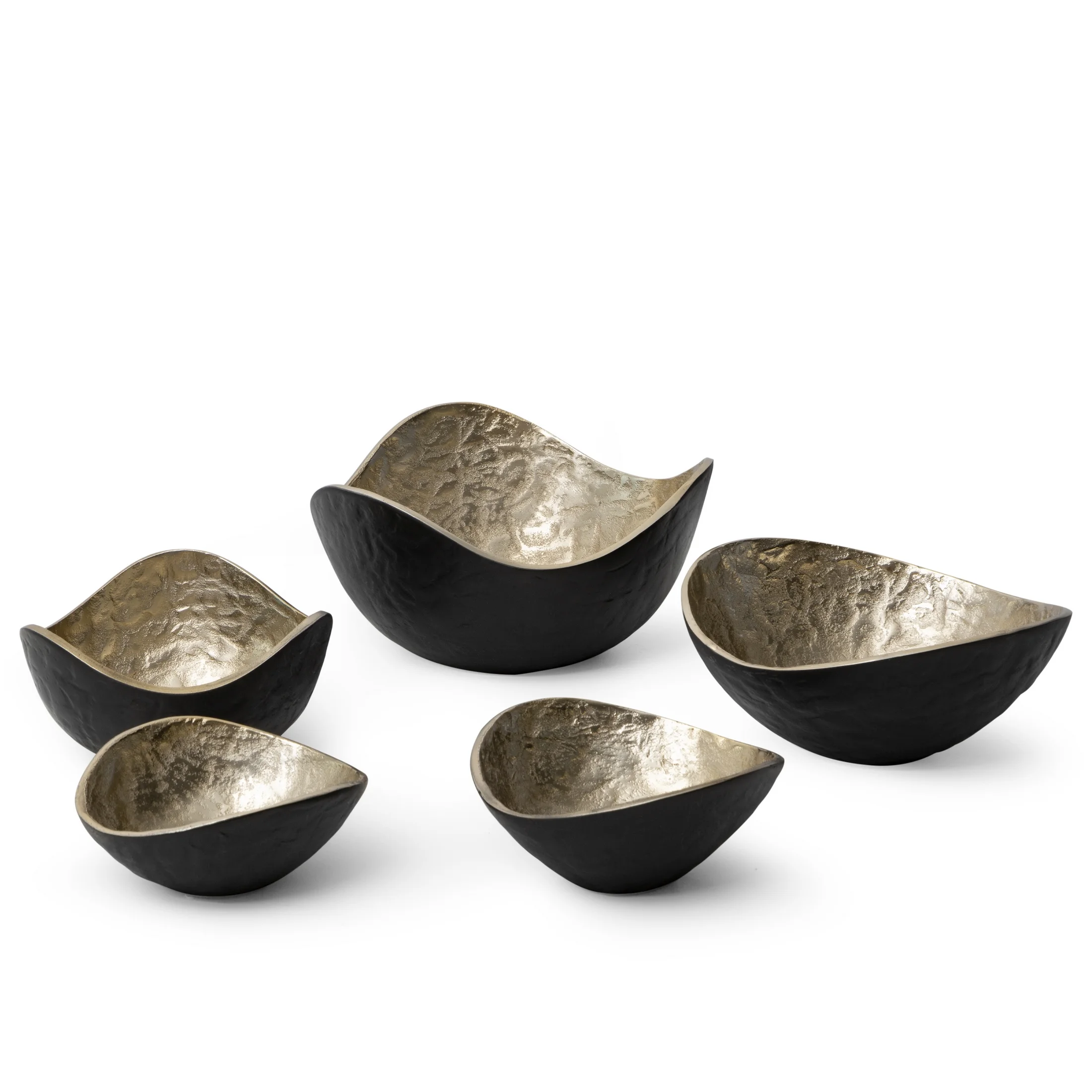 Misa metalowa czarno-złota o falujących brzegach 25x25x13 cm czarno-złota