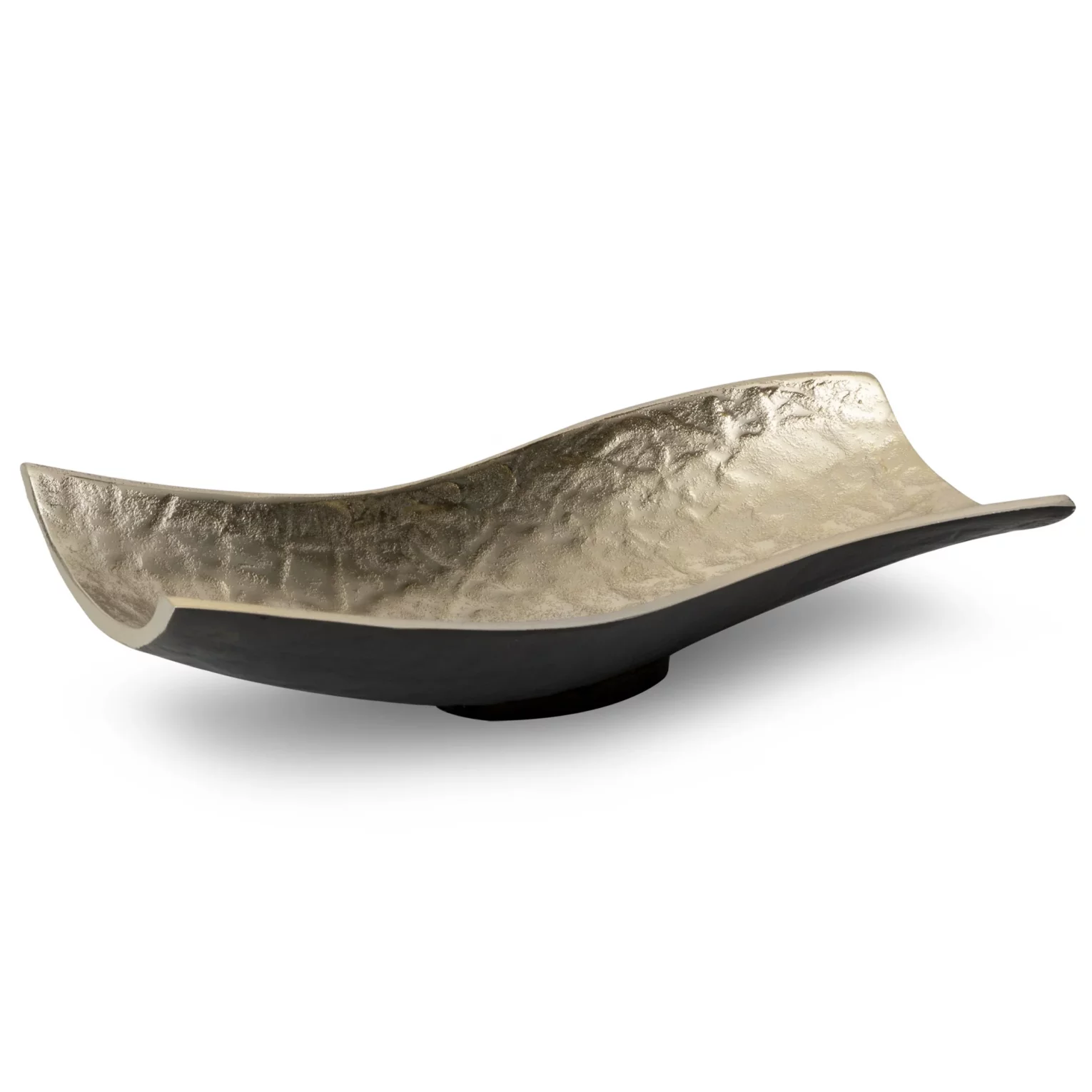 Patera metalowa czarno-złota o falujących brzegach  36x16x9 cm  PEDRO
