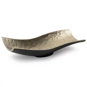 Patera metalowa czarno-złota o falujących brzegach  36x16x9 cm  PEDRO