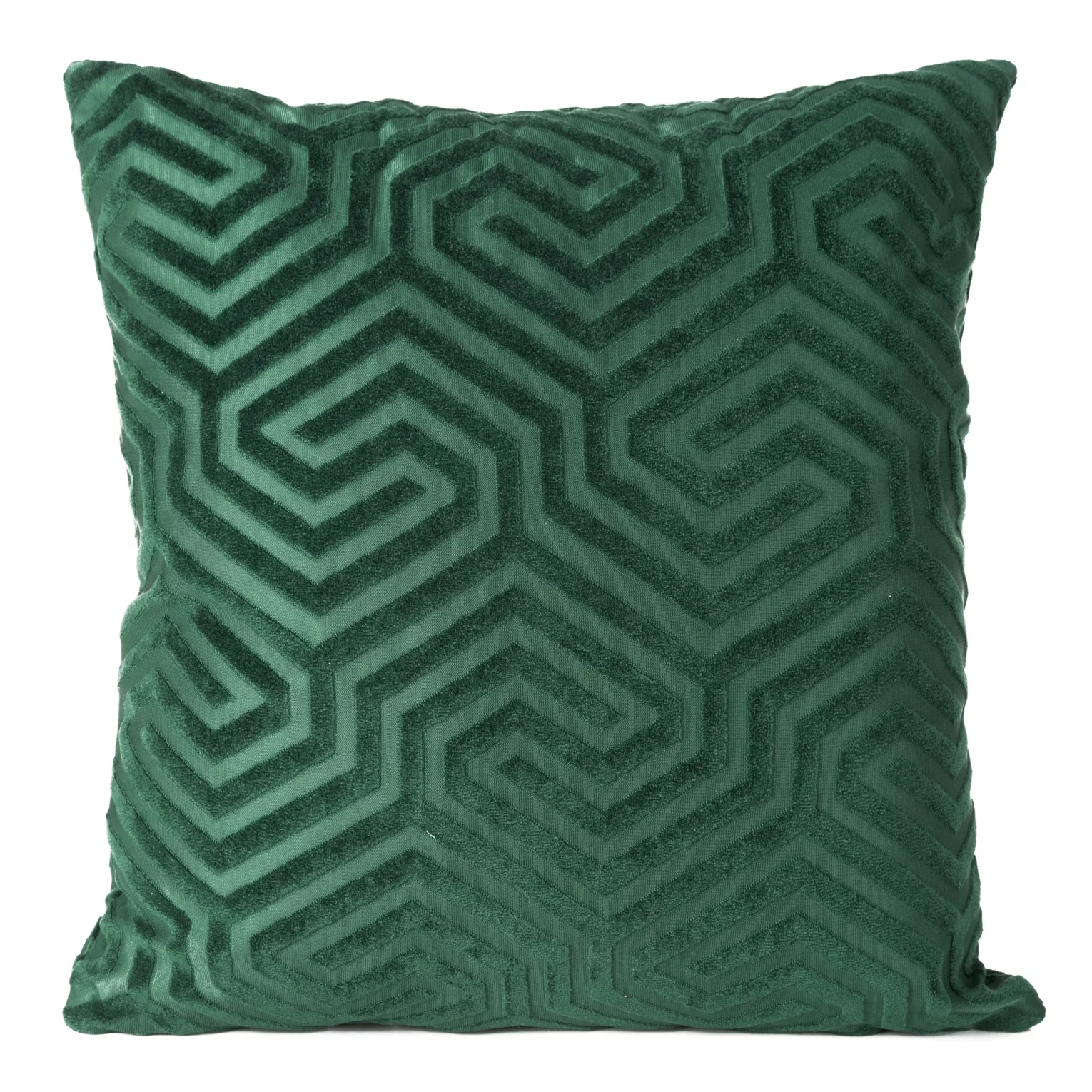 Poszewka na poduszkę 40x40 cm welwetowa kolor ciemnozielony z żakardowym geometrycznym wzorem INGA PIERRE CARDIN