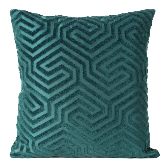 Poszewka na poduszkę 40x40 cm welwetowa kolor turkusowy z żakardowym geometrycznym wzorem INGA PIERRE CARDIN