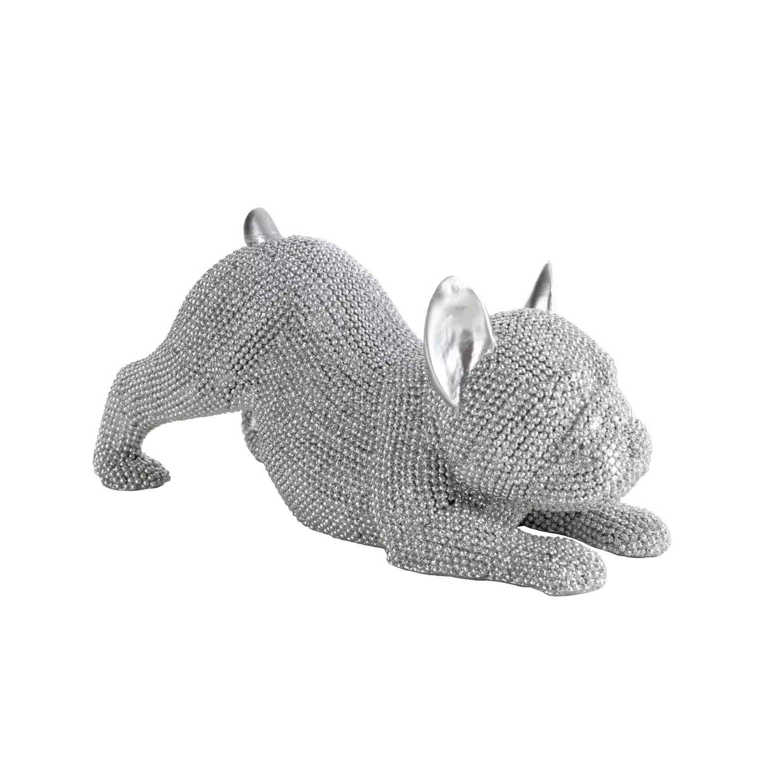 Figurka srebrna pies o drobnym strukturalnym wzorze 19x8x9 cm ELDO