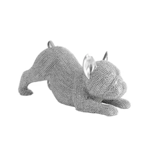 Figurka srebrna pies o drobnym strukturalnym wzorze 19x8x9 cm ELDO