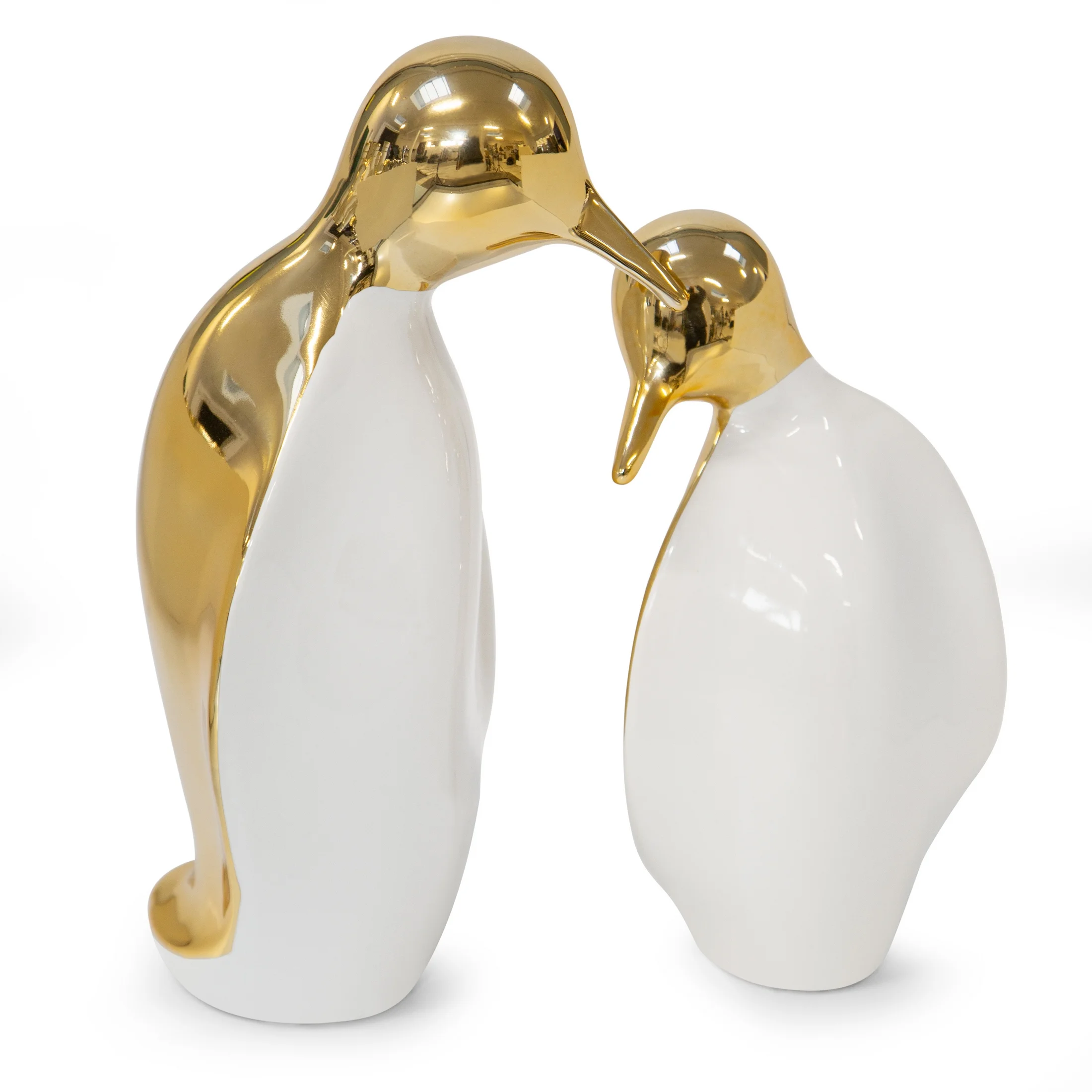 Pingwin - figurka ceramiczna biało-złota