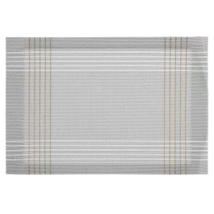 Podkładka na stół biało, złota 30x45 cm KARA zdobiona w subtelna kratkę