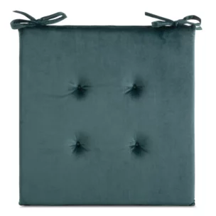 Poduszka na krzesło 40 x 40 x 3 cm  welwetowa ciemnoniebieska z ozdobnym pikowaniem i praktycznymi troczkami GAJA